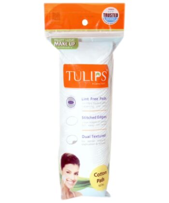 Tulips 50 Round Facial Cotton Pads For Applying & Removing Makeup - Sensitive Skin (50pcs)