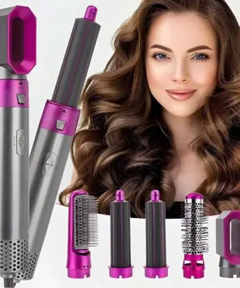 5 in1 Hair Styler- Hot Air Brush Straightener Air Brush for Women, Curling Tong, Blow Dryer, Concentrator & Diffuser
