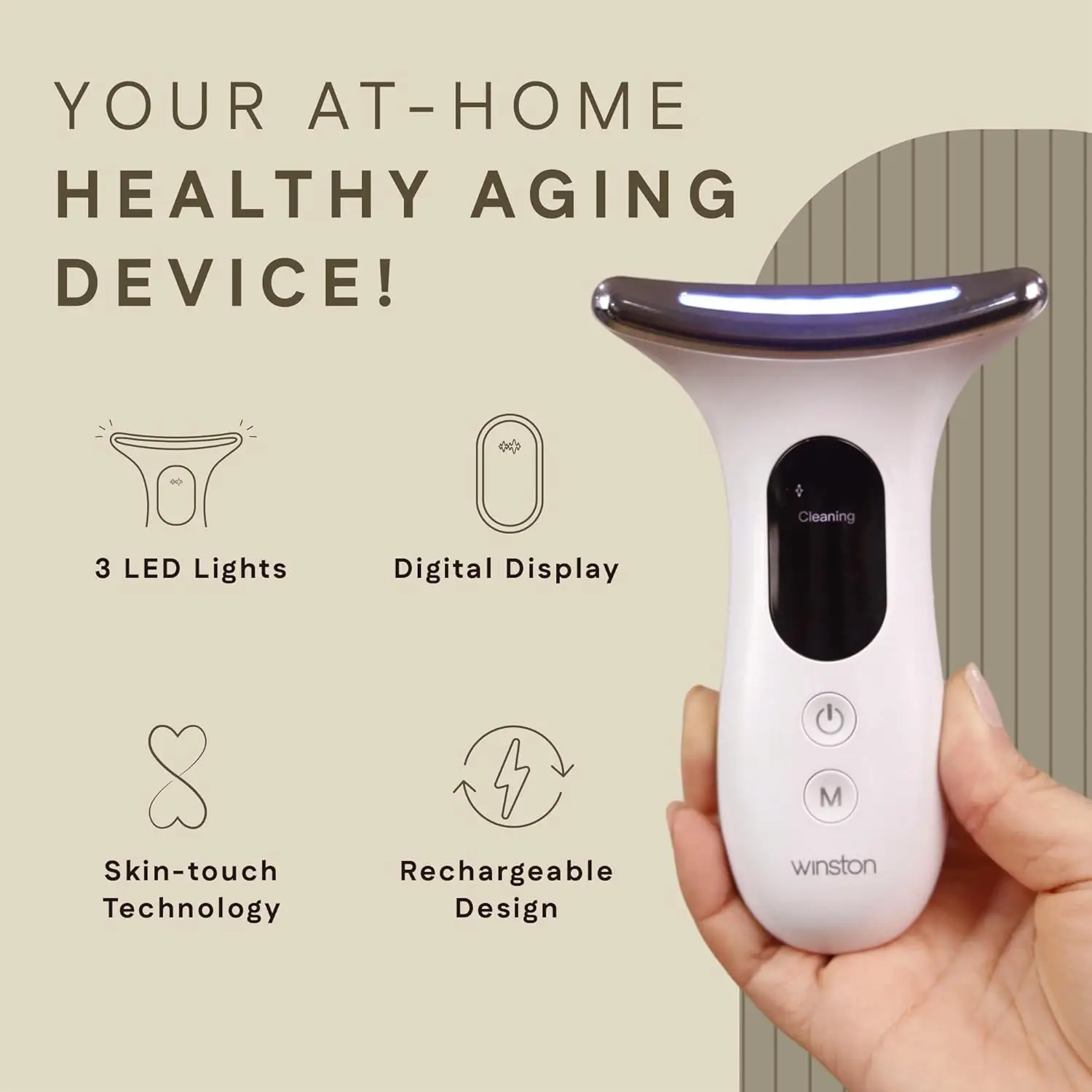 Winston Rechargeable 4 in 1 Face and Neck Massager and Skin Lifting3